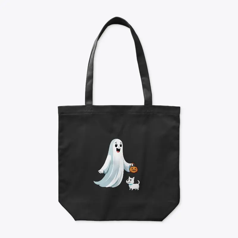 Trick or treating Ghost and dog